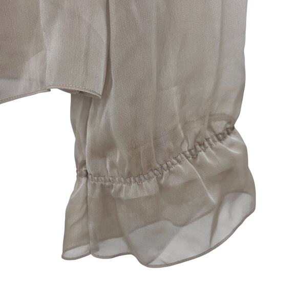 ST JOHN COUTURE SZ 16 SILK IRIDESCENT OPEN FRONT RUFFLE LONG SLEEVE CARDIGAN - Picture 5 of 5